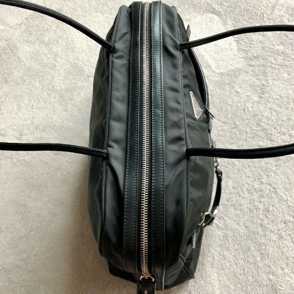 Vintage Prada Tessuto Black Nylon Front Zipper Pocket Mini Boston Bag - Picture 12 of 16